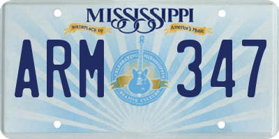 MS license plate ARM347