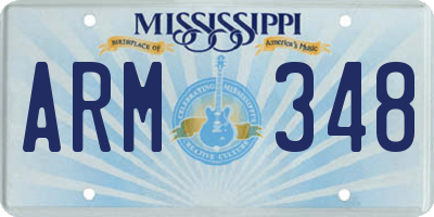 MS license plate ARM348