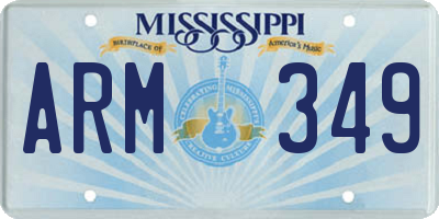 MS license plate ARM349
