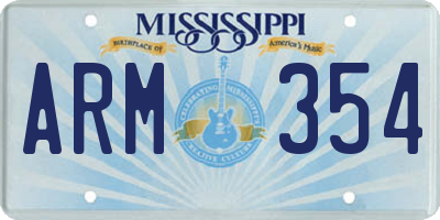 MS license plate ARM354