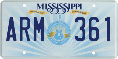 MS license plate ARM361