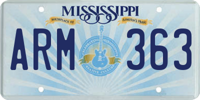 MS license plate ARM363