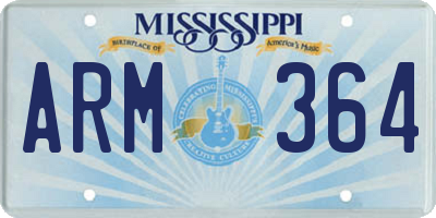 MS license plate ARM364
