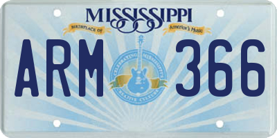 MS license plate ARM366