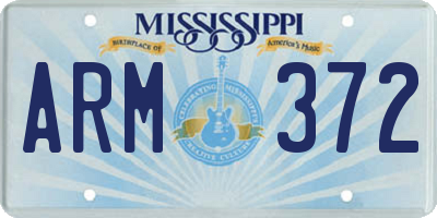 MS license plate ARM372