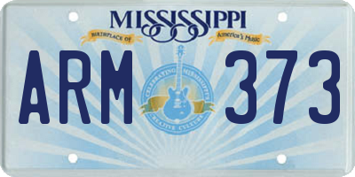 MS license plate ARM373