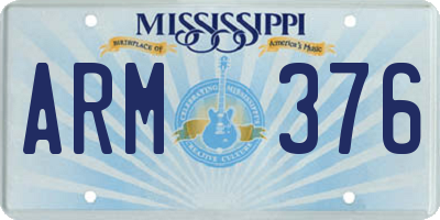 MS license plate ARM376