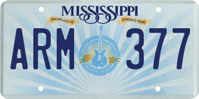 MS license plate ARM377