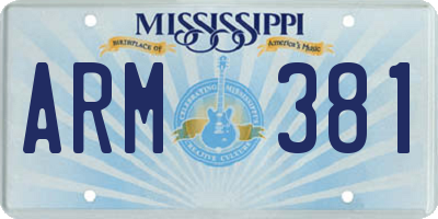 MS license plate ARM381