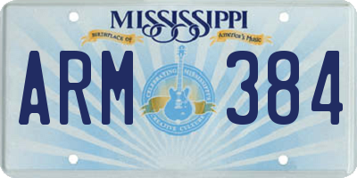 MS license plate ARM384