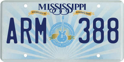 MS license plate ARM388