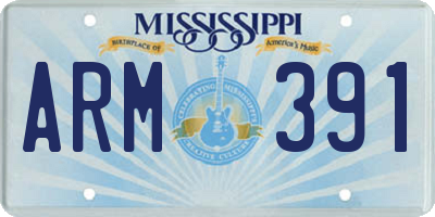 MS license plate ARM391