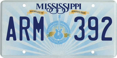 MS license plate ARM392