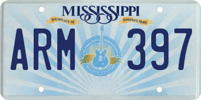 MS license plate ARM397