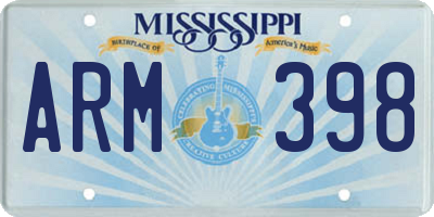 MS license plate ARM398
