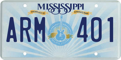 MS license plate ARM401