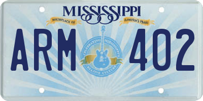 MS license plate ARM402