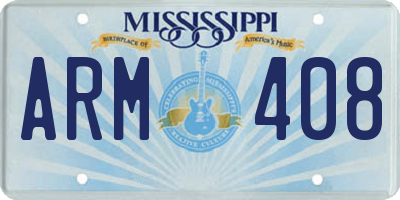 MS license plate ARM408
