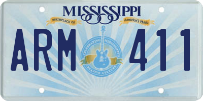 MS license plate ARM411