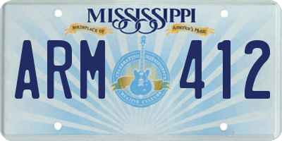 MS license plate ARM412