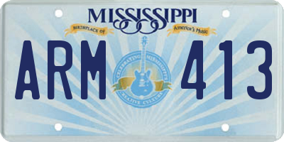 MS license plate ARM413