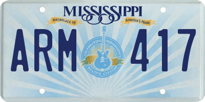 MS license plate ARM417