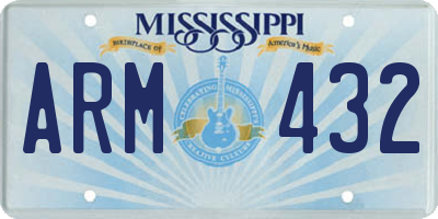 MS license plate ARM432
