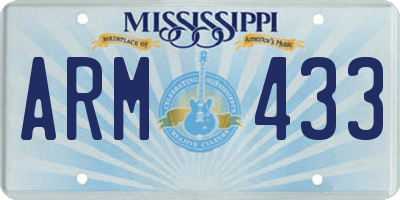 MS license plate ARM433