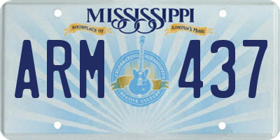 MS license plate ARM437