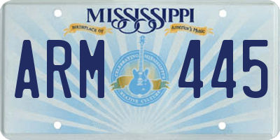 MS license plate ARM445