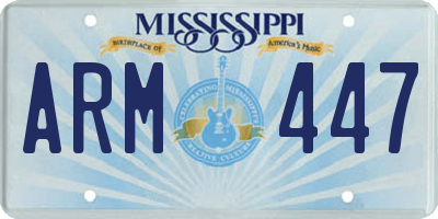 MS license plate ARM447