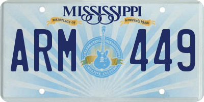 MS license plate ARM449