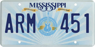 MS license plate ARM451