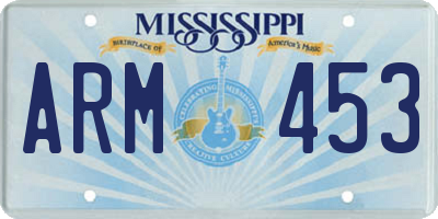 MS license plate ARM453