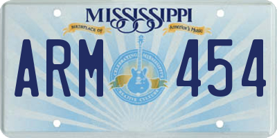 MS license plate ARM454