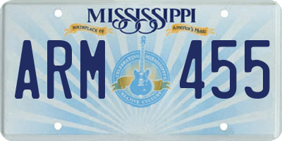 MS license plate ARM455