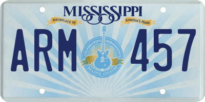 MS license plate ARM457