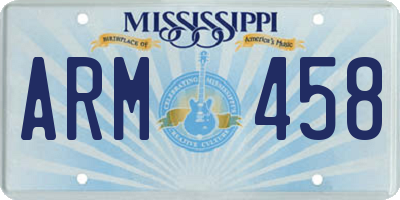 MS license plate ARM458