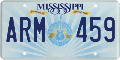 MS license plate ARM459