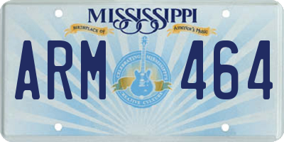 MS license plate ARM464