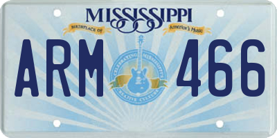 MS license plate ARM466