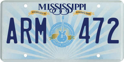 MS license plate ARM472