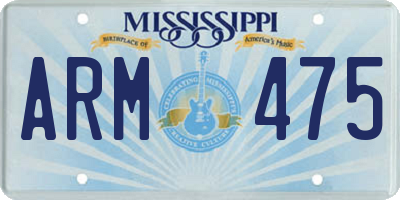 MS license plate ARM475