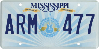 MS license plate ARM477
