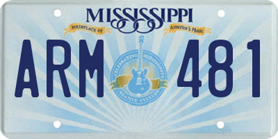 MS license plate ARM481