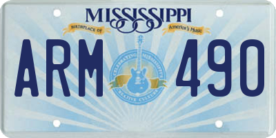 MS license plate ARM490