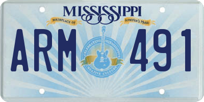 MS license plate ARM491