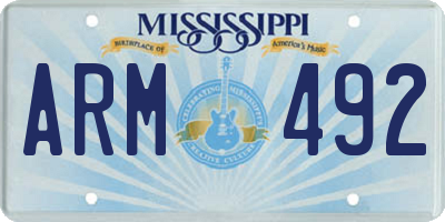 MS license plate ARM492