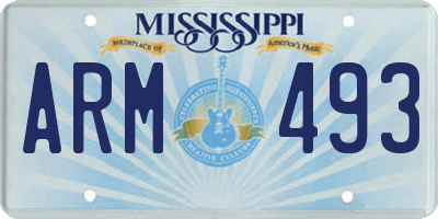 MS license plate ARM493