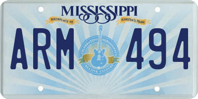 MS license plate ARM494
